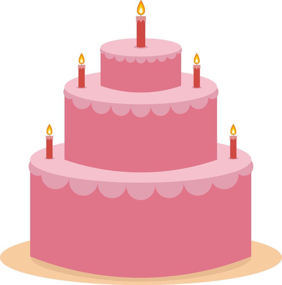 roze taart, illustratie, vector Aan wit achtergrond.