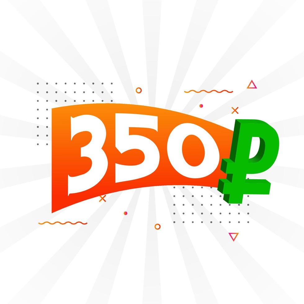350 roebel symbool stoutmoedig tekst vector afbeelding. 350 Russisch roebel valuta teken vector illustratie