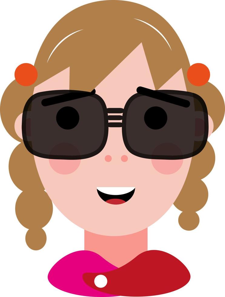 meisje met plein bril, illustratie, vector Aan een wit achtergrond.