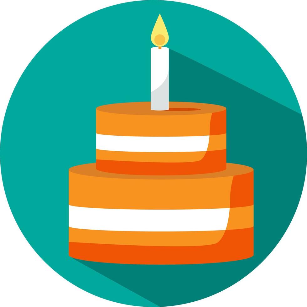 oranje verjaardag taart, illustratie, vector, Aan een wit achtergrond. vector