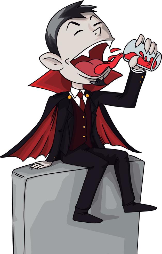 een vampier in zwart jas, illustratie, vector Aan wit achtergrond.