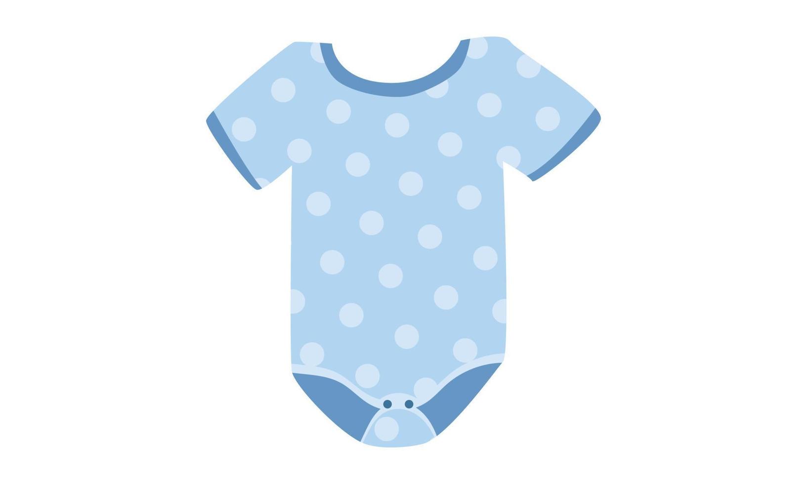 blauw baby Onesie clip art. gemakkelijk schattig baby Onesie met polka punt patroon ontwerp vlak vector illustratie. baby bodysuit, lichaam kinderen, baby shirt, rompertje, kleren voor pasgeborenen tekenfilm tekening