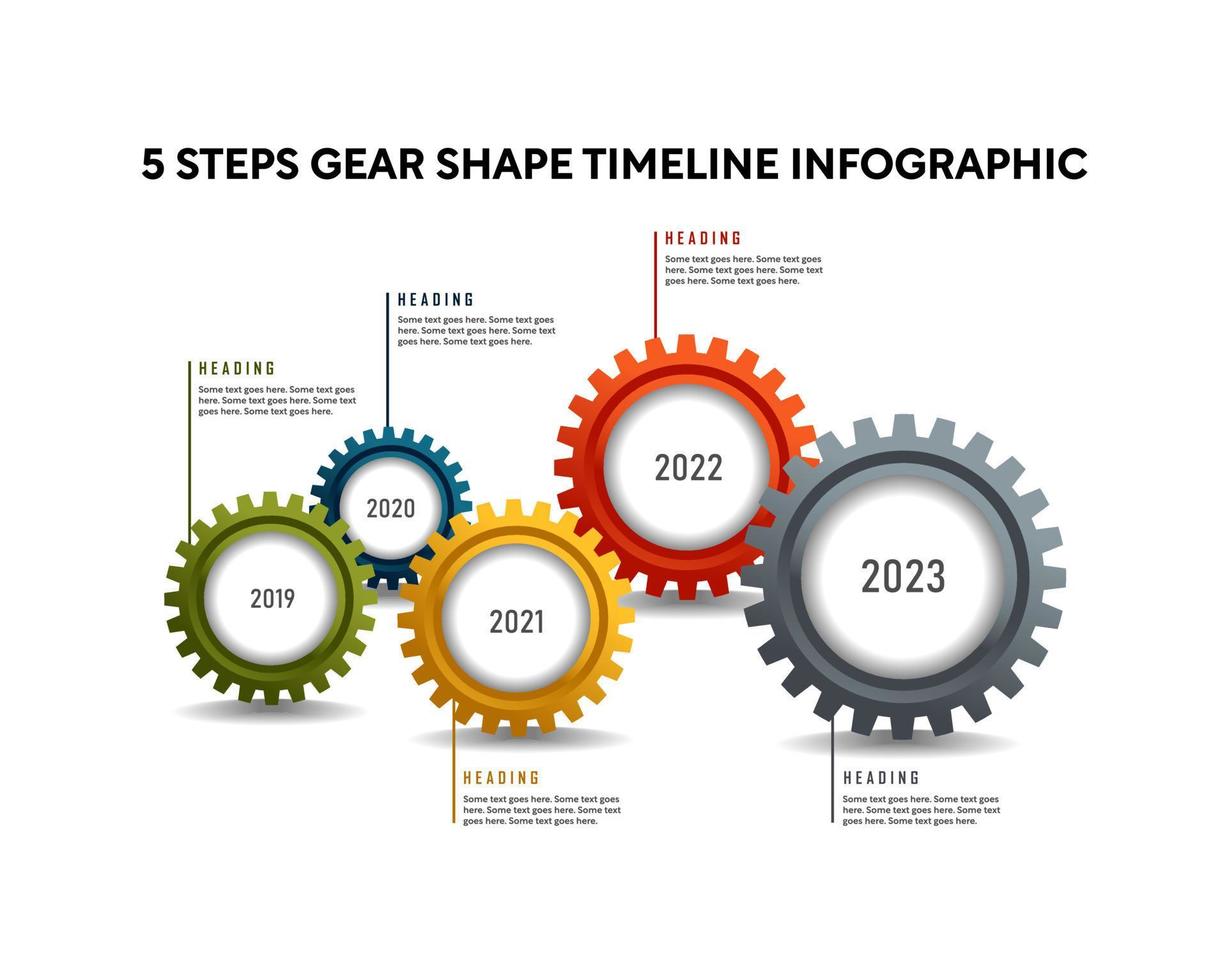 5 stappen uitrusting vorm tijdlijn infographic vector