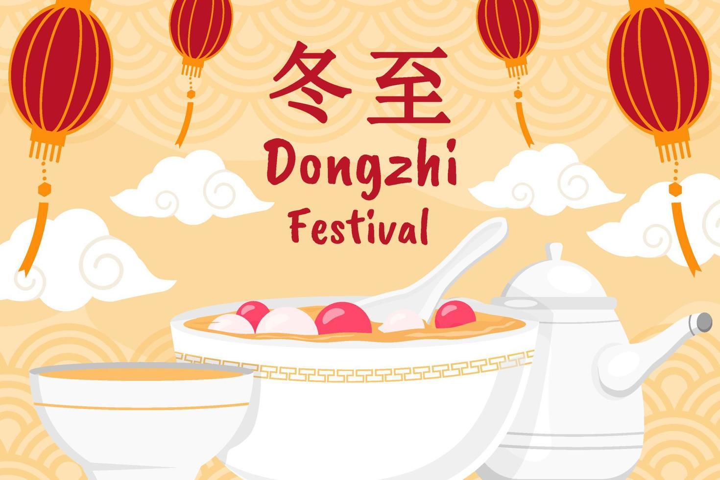 dongzhi festival achtergrond illustratie in vlak ontwerp vector