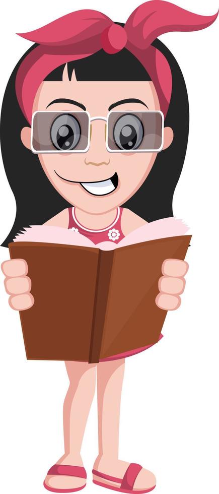 meisje lezing boek, illustratie, vector Aan wit achtergrond.