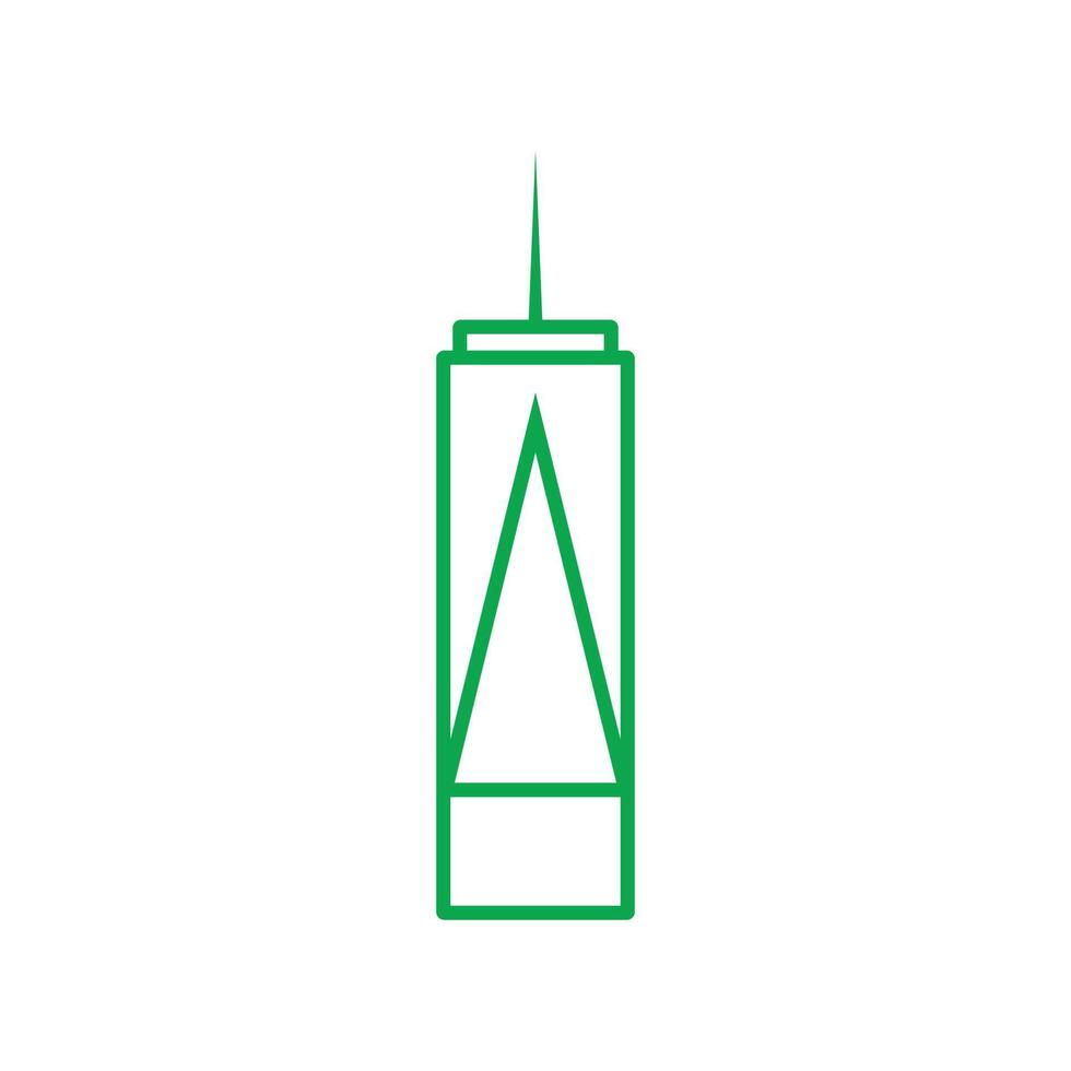 eps10 groen vector een wereld handel centrum icoon geïsoleerd Aan wit achtergrond. vrijheid toren in nieuw york stad symbool in een gemakkelijk vlak modieus modern stijl voor uw website ontwerp, logo, en mobiel app