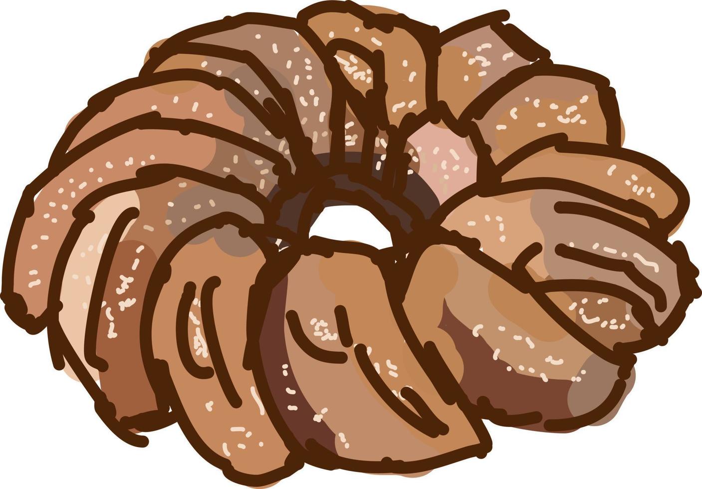 geglazuurd cruller, illustratie, vector Aan wit achtergrond.