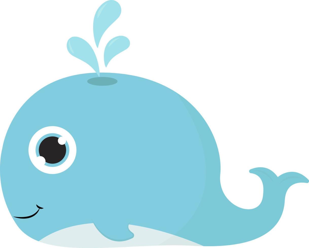 schattig blauw walvis , illustratie, vector Aan wit achtergrond