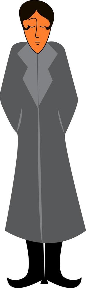 vrouw in grijs, vector of kleur illustratie.