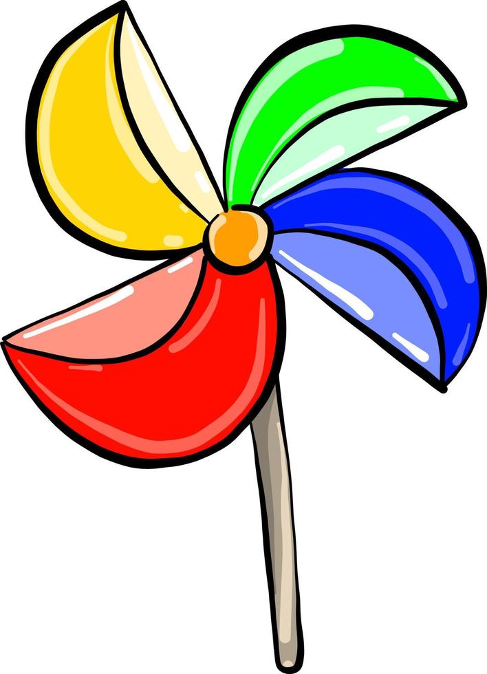 kleurrijk windmolen speelgoed, illustratie, vector Aan wit achtergrond