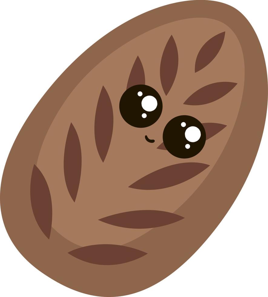 schattig zwart brood brood, illustratie, vector Aan wit achtergrond.