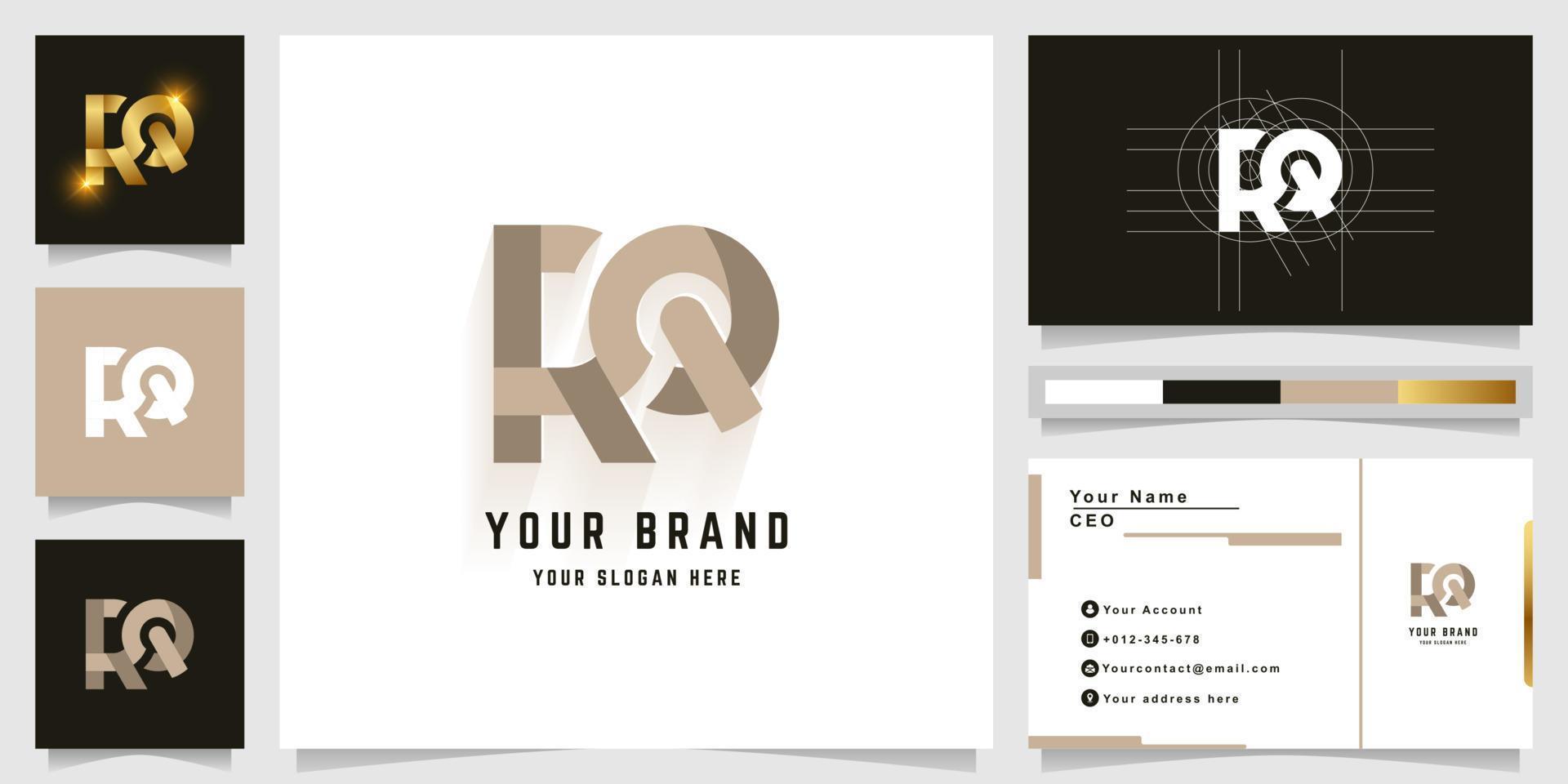 brief rq of rr monogram logo met bedrijf kaart ontwerp vector