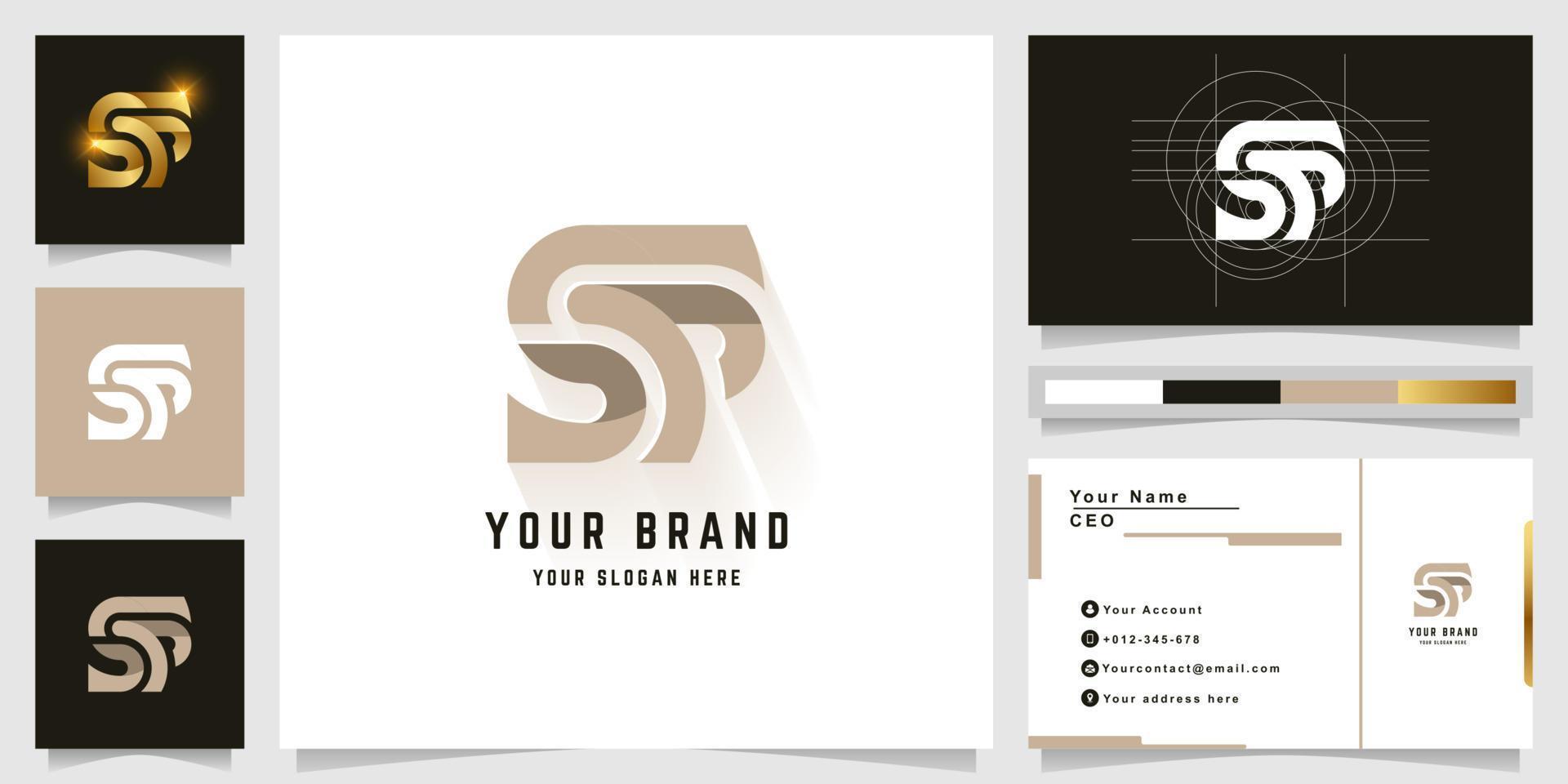 brief sp of ss monogram logo met bedrijf kaart ontwerp vector