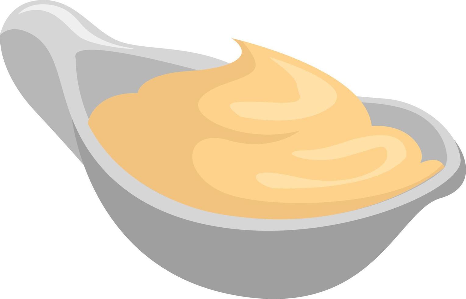 mayonaise in een schaal, illustratie, vector Aan wit achtergrond.