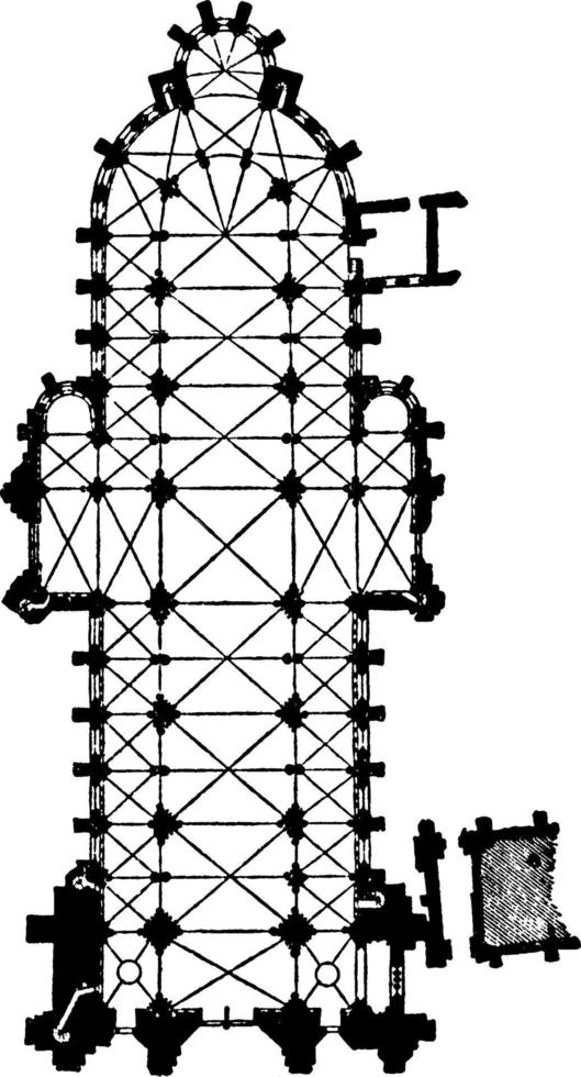 sens kathedraal, wijnoogst illustratie. vector