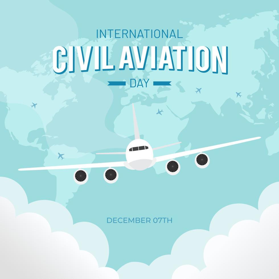 Internationale civiel luchtvaart dag 7e december met lucht vlak illustratie vector