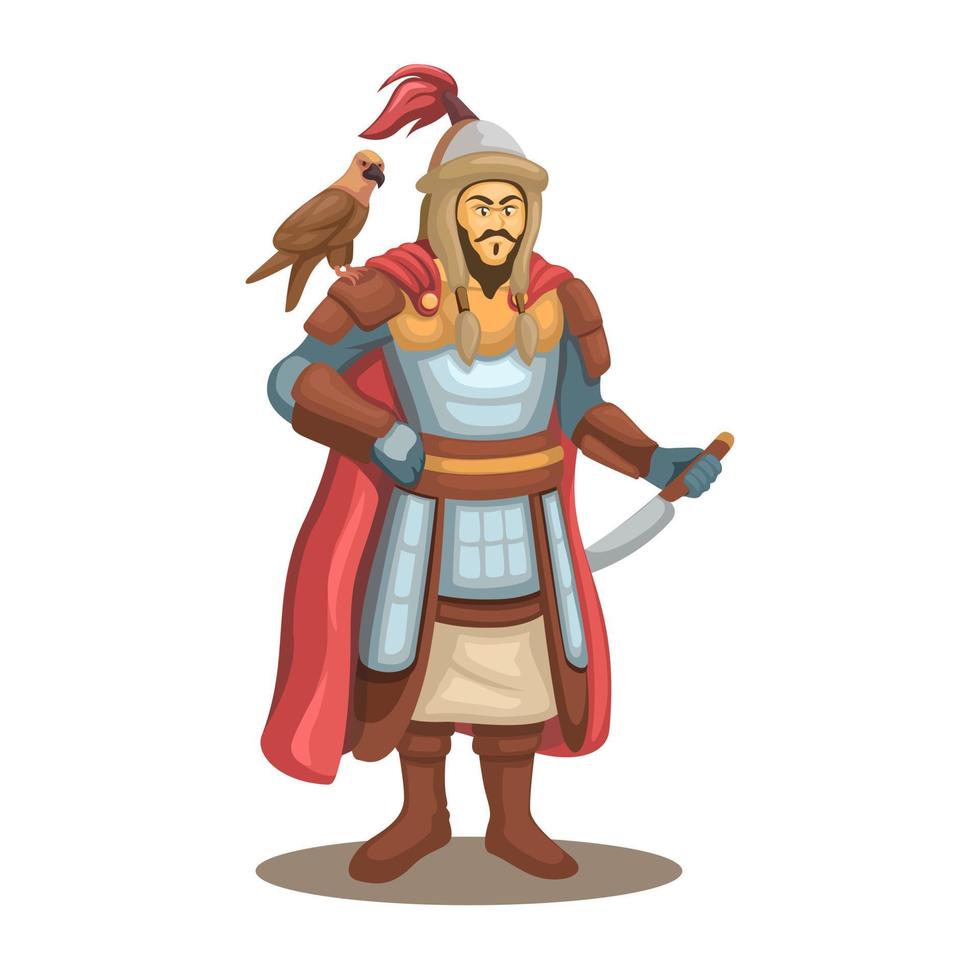 dzjengis khan Mongools leider figuur karakter illustratie vector