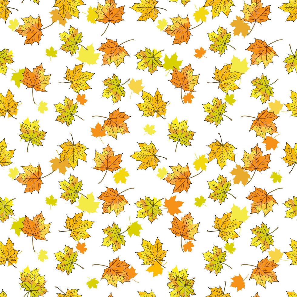mooi naadloos herfst patroon met waterverf kleurrijk esdoorn- bladeren. vector