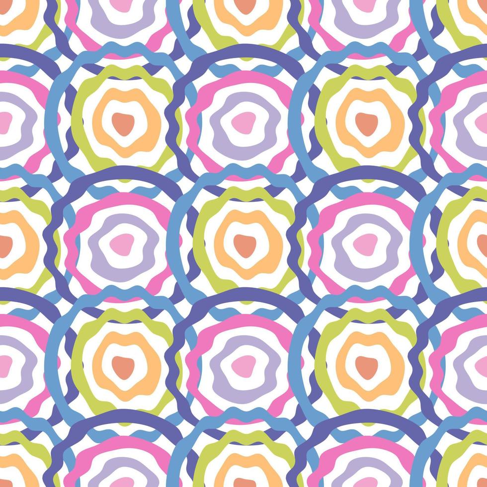 psychedelisch veelkleurig ronde vormen naadloos patroon. vector