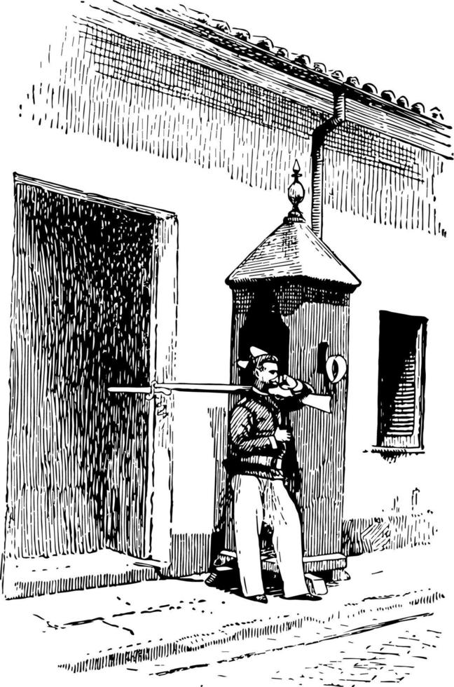 politieagent wijnoogst illustratie. vector