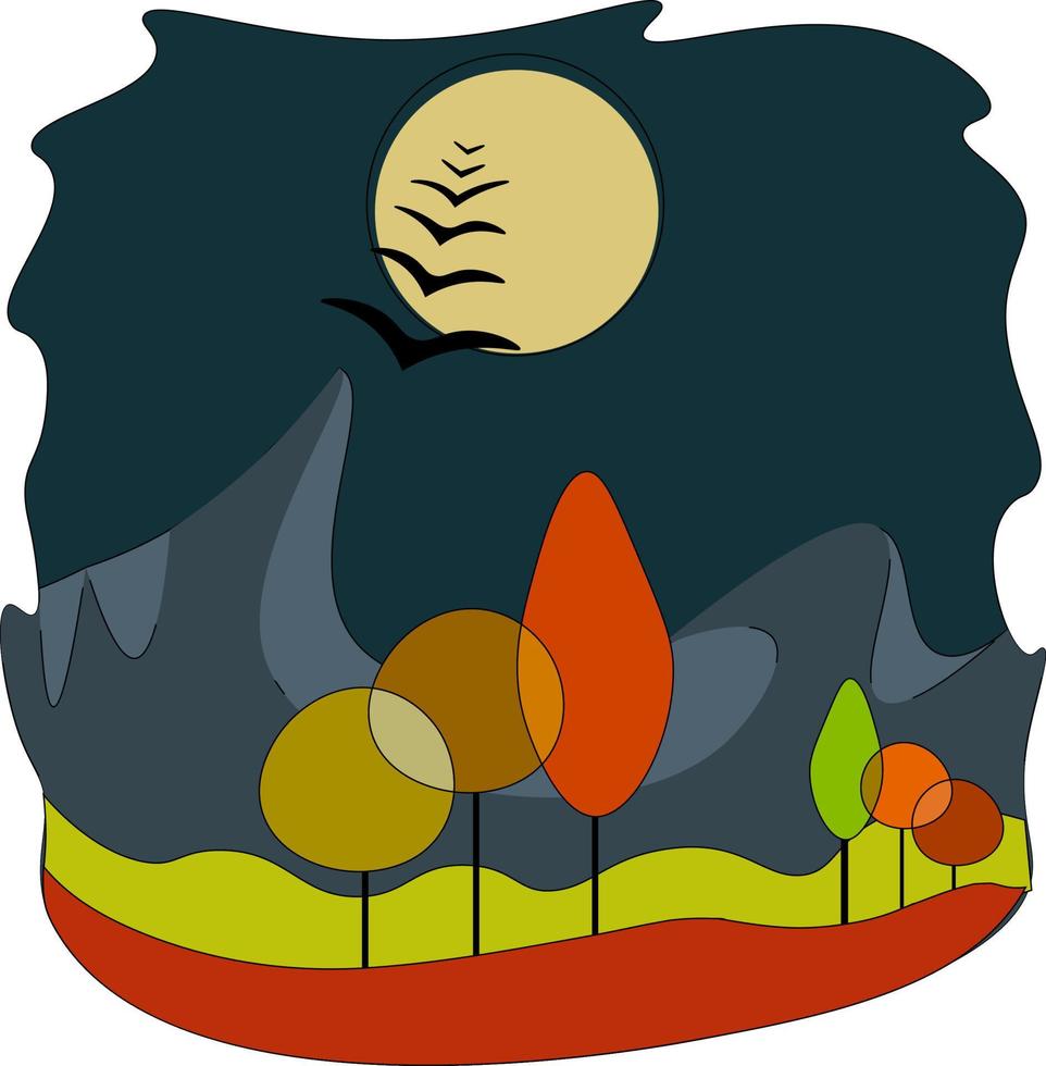 herfst nacht, illustratie, vector Aan wit achtergrond.