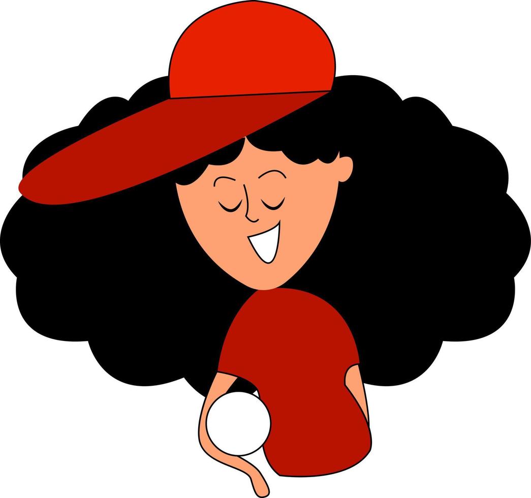 meisje met rood pet, illustratie, vector Aan wit achtergrond.