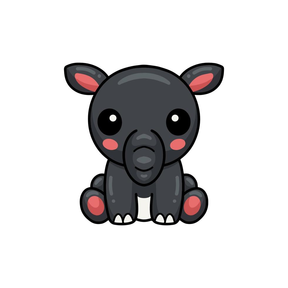 schattig weinig tapir tekenfilm zittend vector