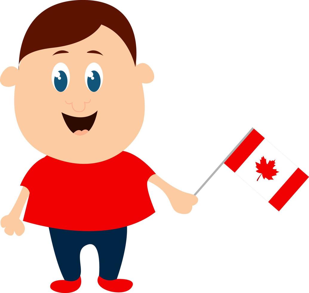 jongen met Canadees vlag, illustratie, vector Aan wit achtergrond.