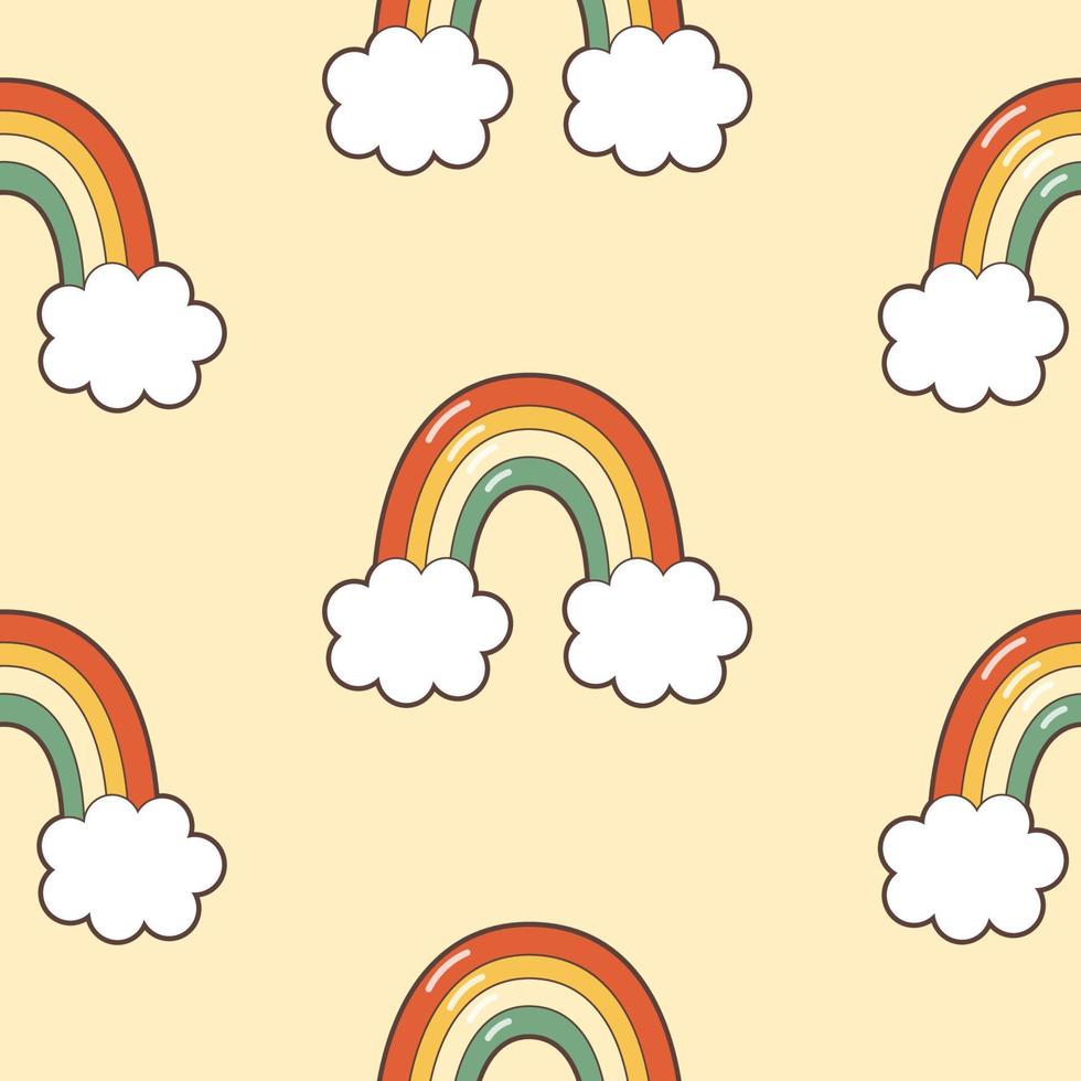 retro naadloos patroon met regenboog jaren 70 stijl. vlak vector illustratie