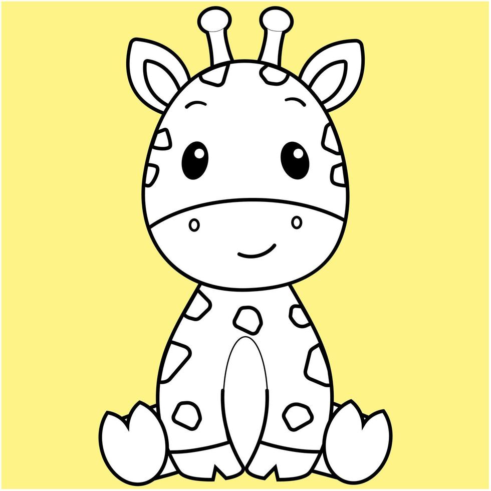 schattig giraffe, kawaii giraffe zwart en wit schets voor kleur boek. vector