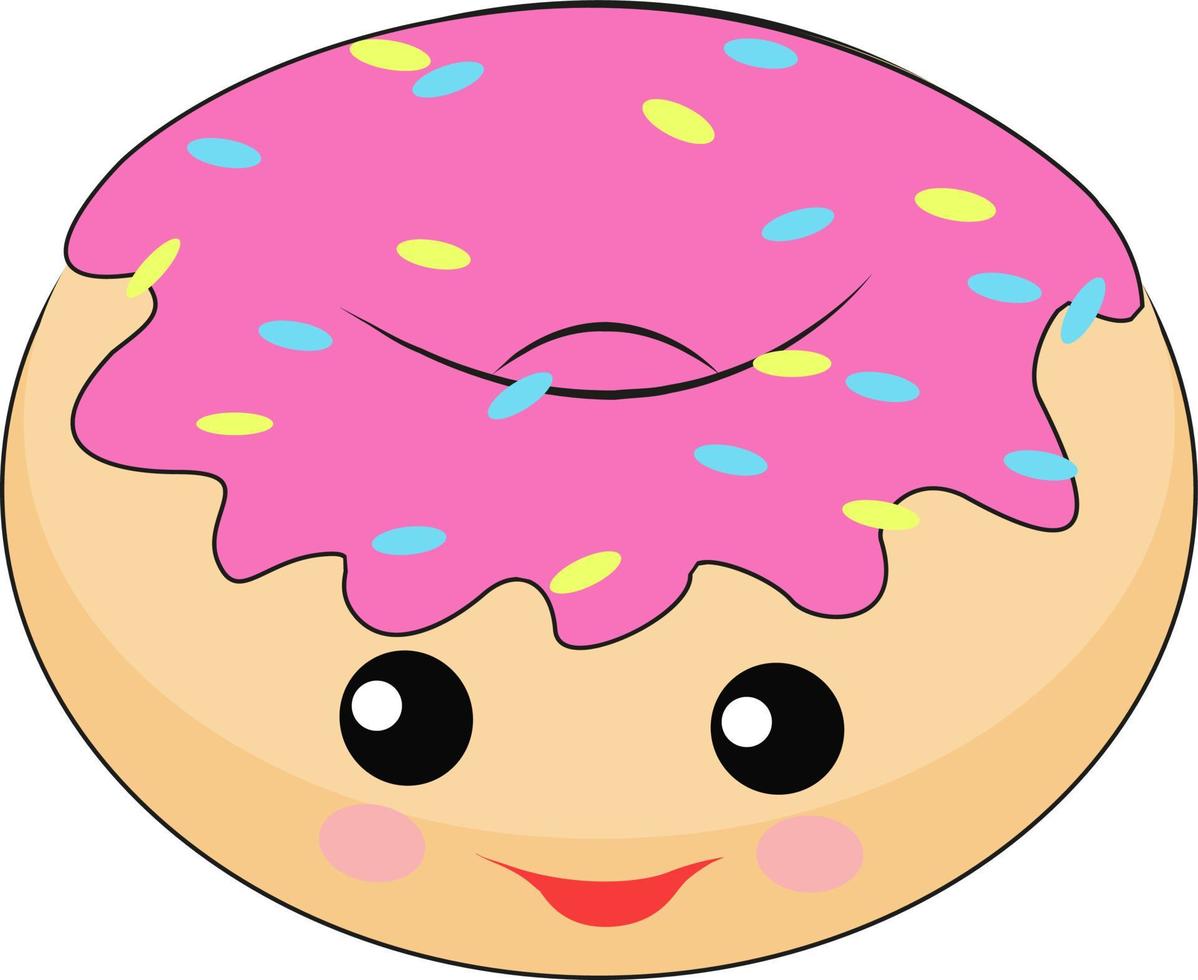 donut glimlacht, illustratie, vector Aan wit achtergrond.