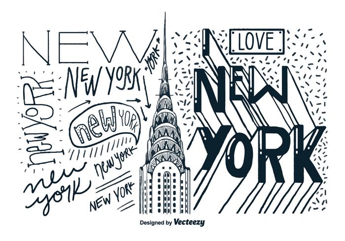 New York Gebouw Hand Drawn Vector