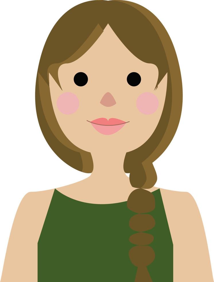 een meisje met een groen shirt, vector of kleur illustratie.