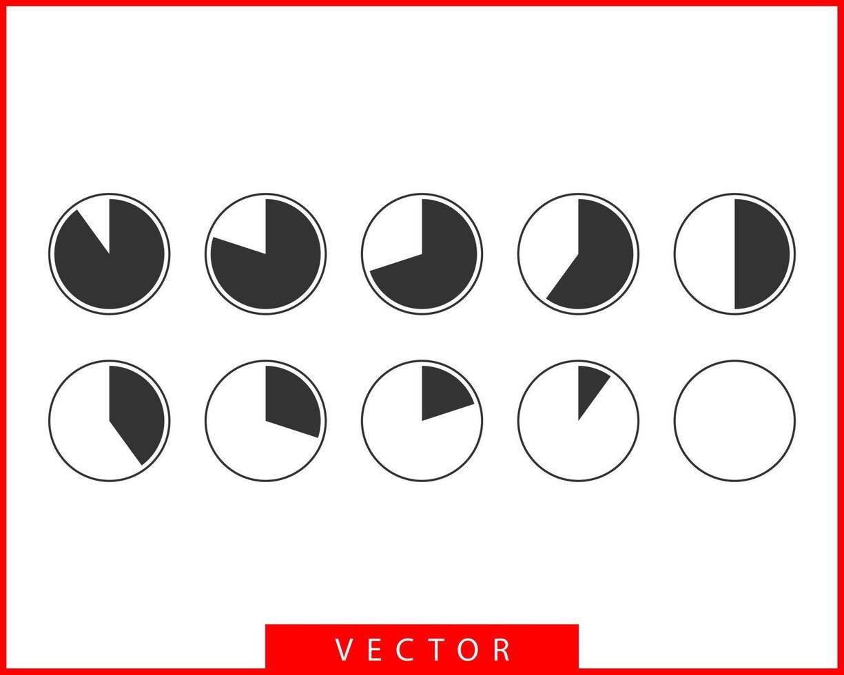 reeks taart tabel pictogrammen. cirkel diagram vector. verzameling grafieken grafieken logo sjabloon. vlak ontwerp. vector