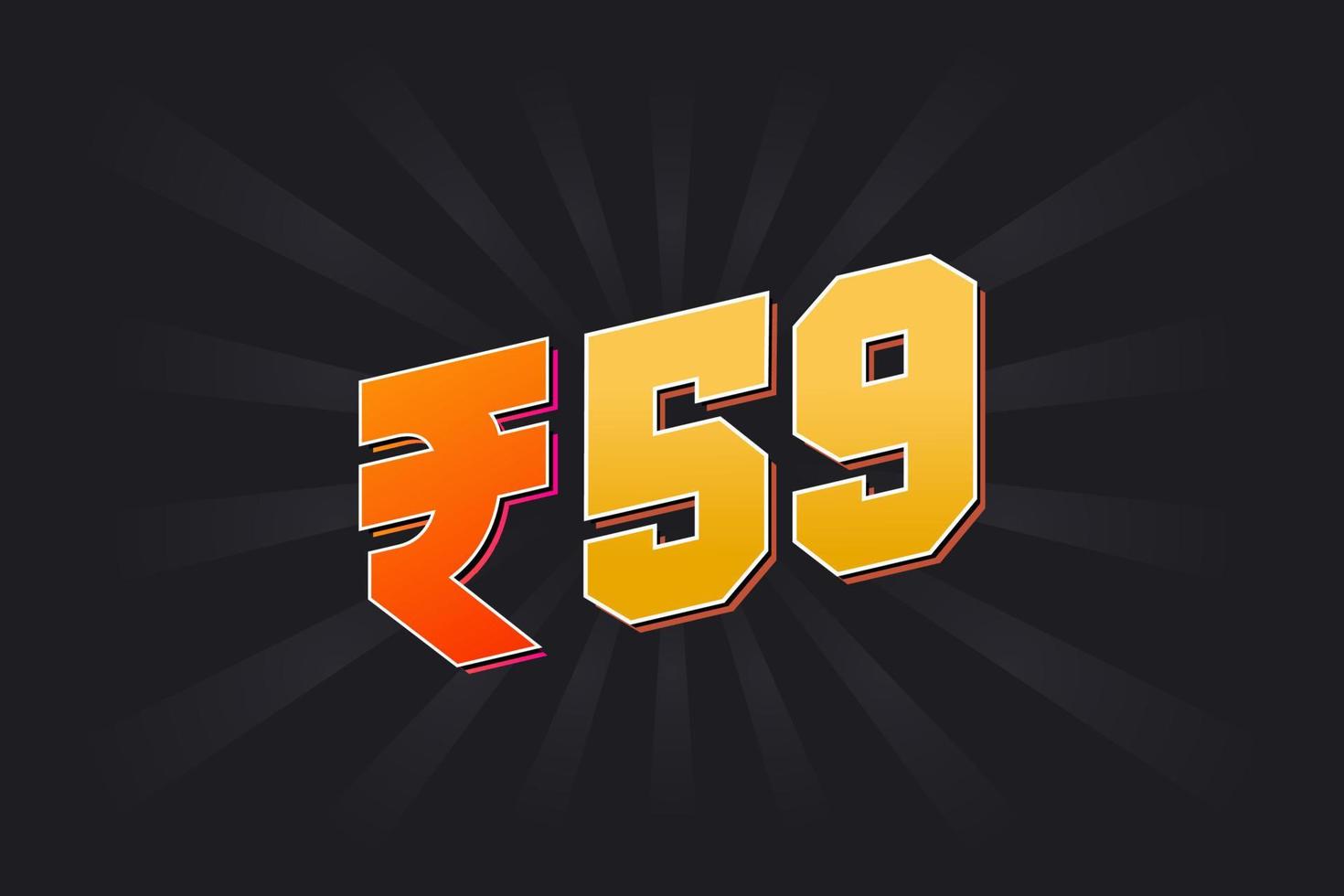 59 Indisch roepie vector valuta afbeelding. 59 roepie symbool stoutmoedig tekst vector illustratie