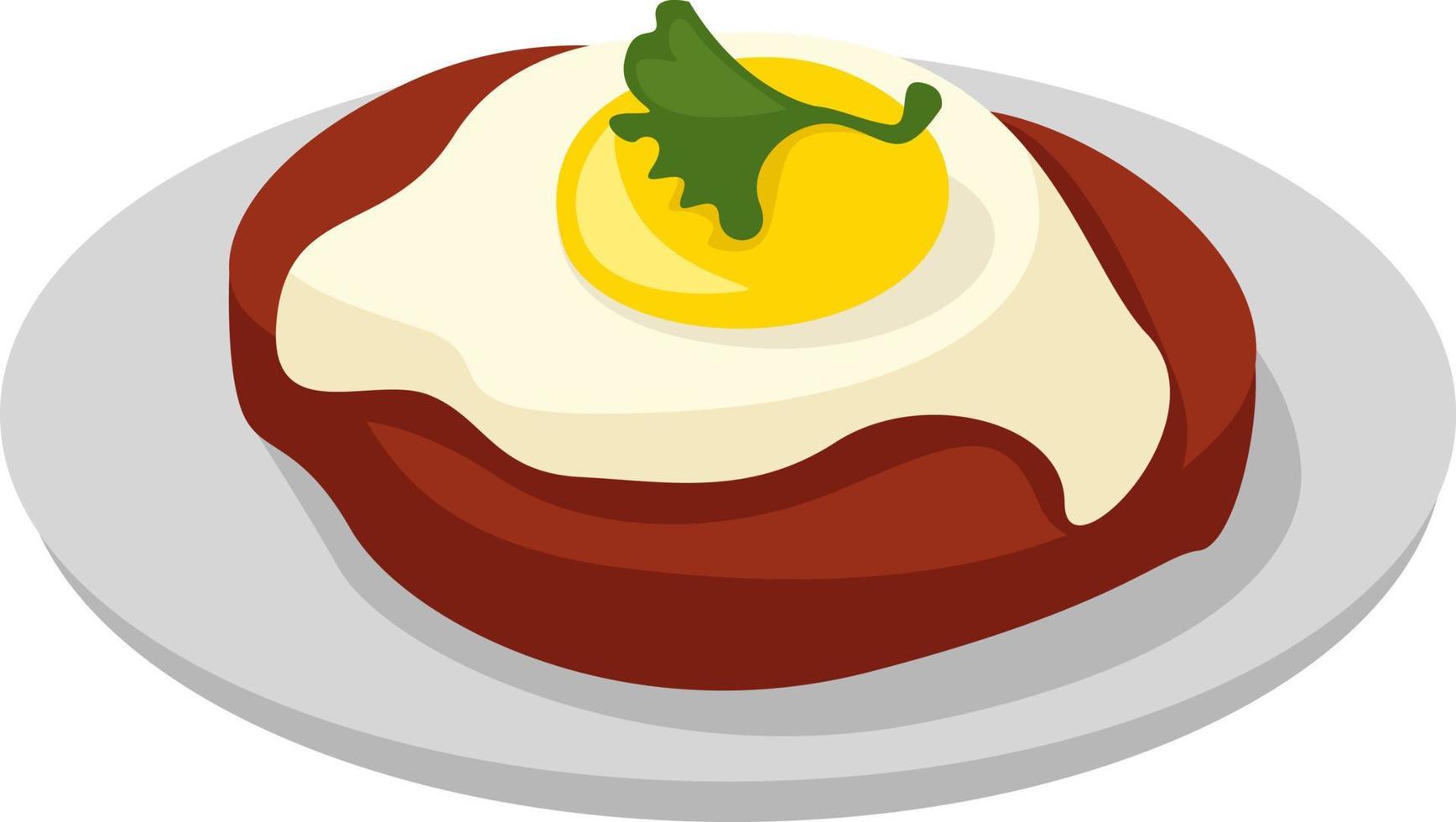 steak en eieren, illustratie, vector Aan wit achtergrond