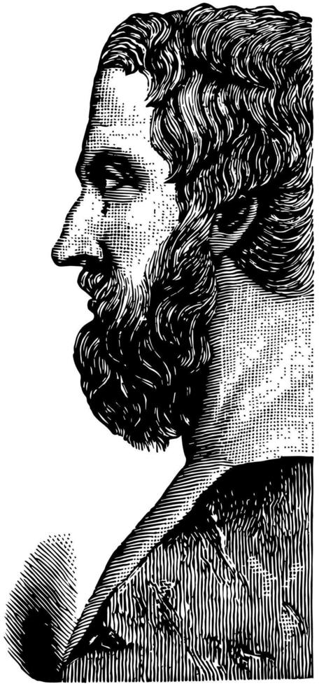 profiel buste van herodotus, wijnoogst illustratie vector