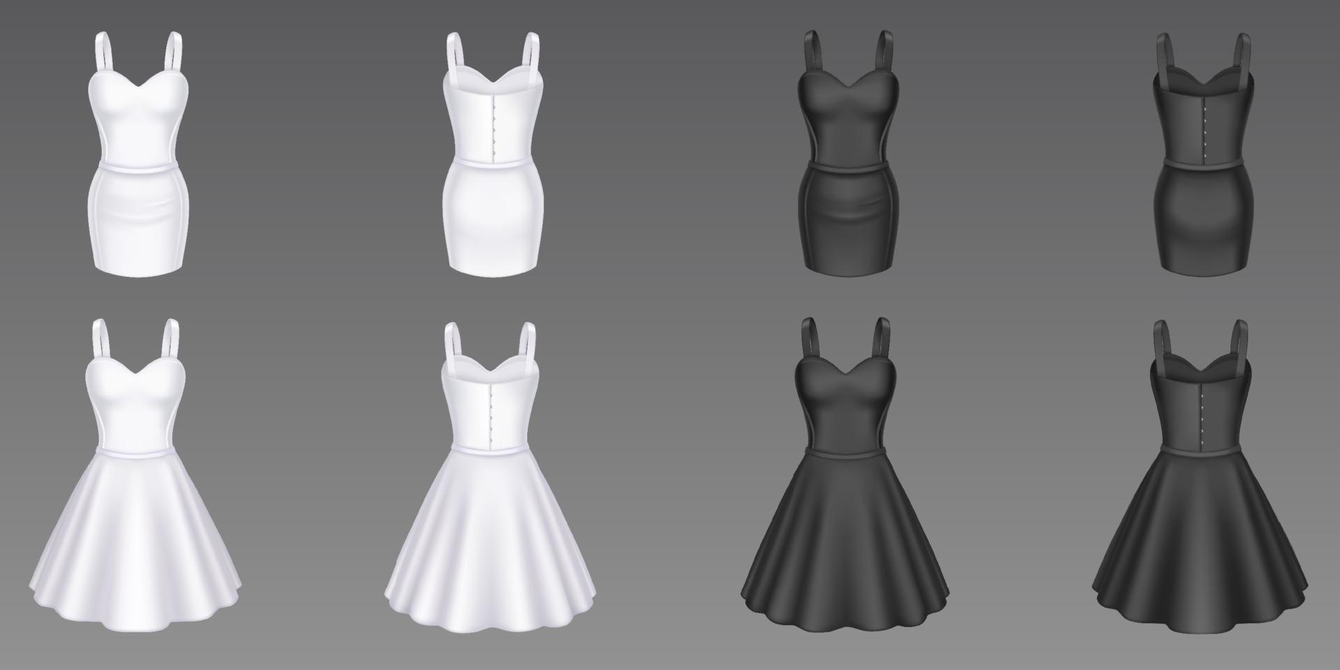 Dames zwart en wit cocktail en schede jurken vector