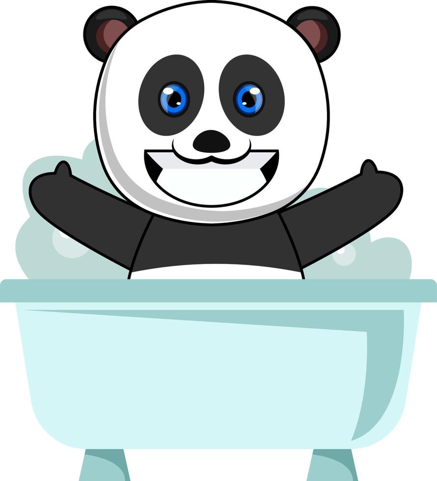 panda nemen bad, illustratie, vector Aan wit achtergrond.