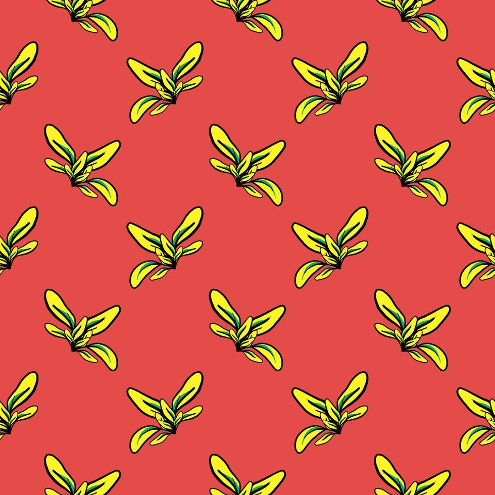 geel blad ,naadloos patroon Aan rood achtergrond. vector