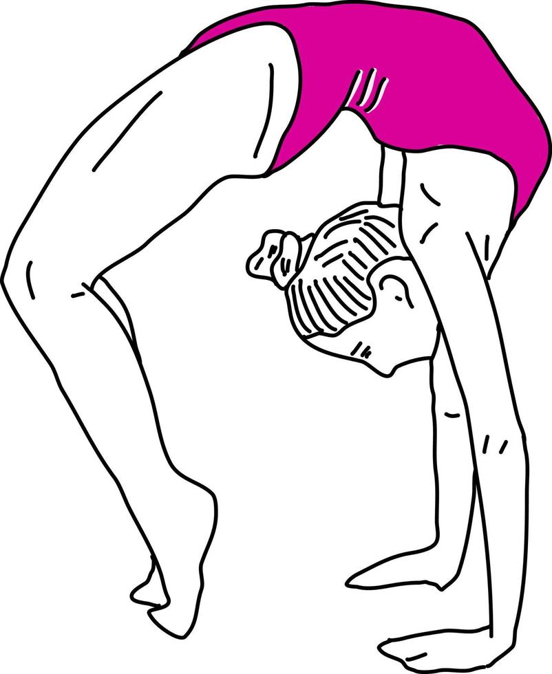 meisje aan het doen yoga, illustratie, vector Aan wit achtergrond.