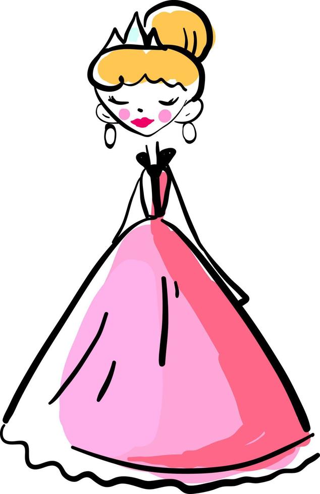 roze jurk, illustratie, vector Aan wit achtergrond.