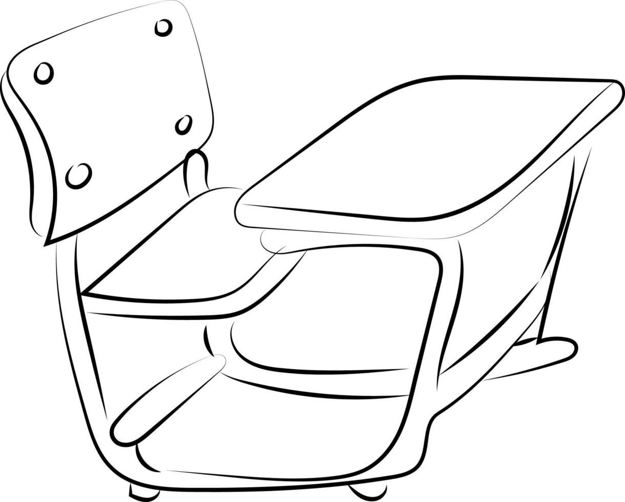 tafel en stoel tekening, illustratie, vector Aan wit achtergrond.