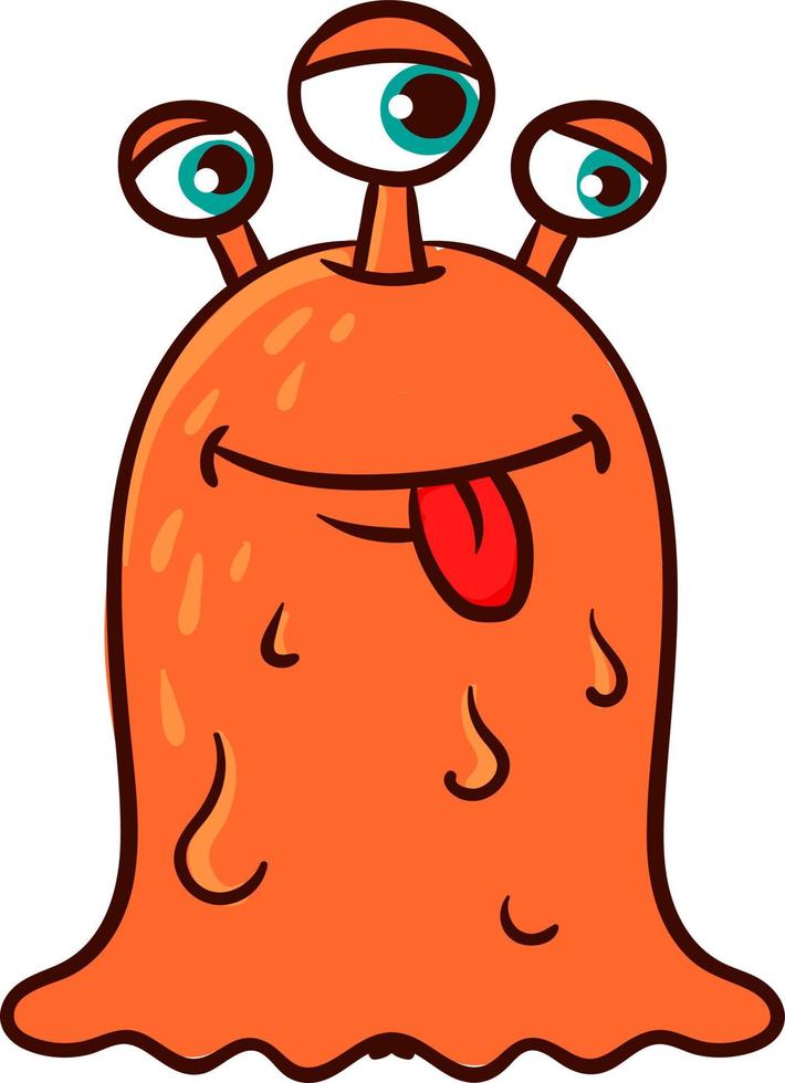 oranje monster met drie ogen, illustratie, vector Aan wit achtergrond