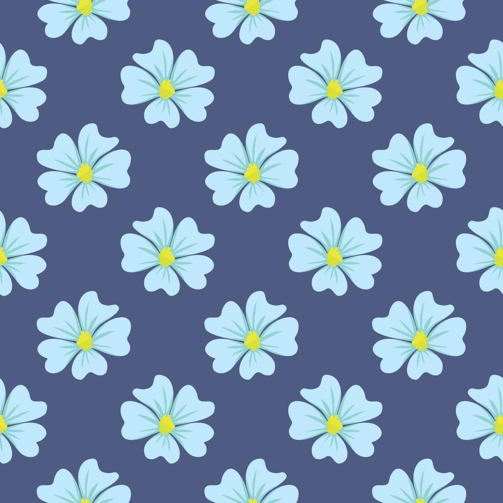 blauw minimaal bloemen, naadloos patroon Aan donker blauw achtergrond. vector