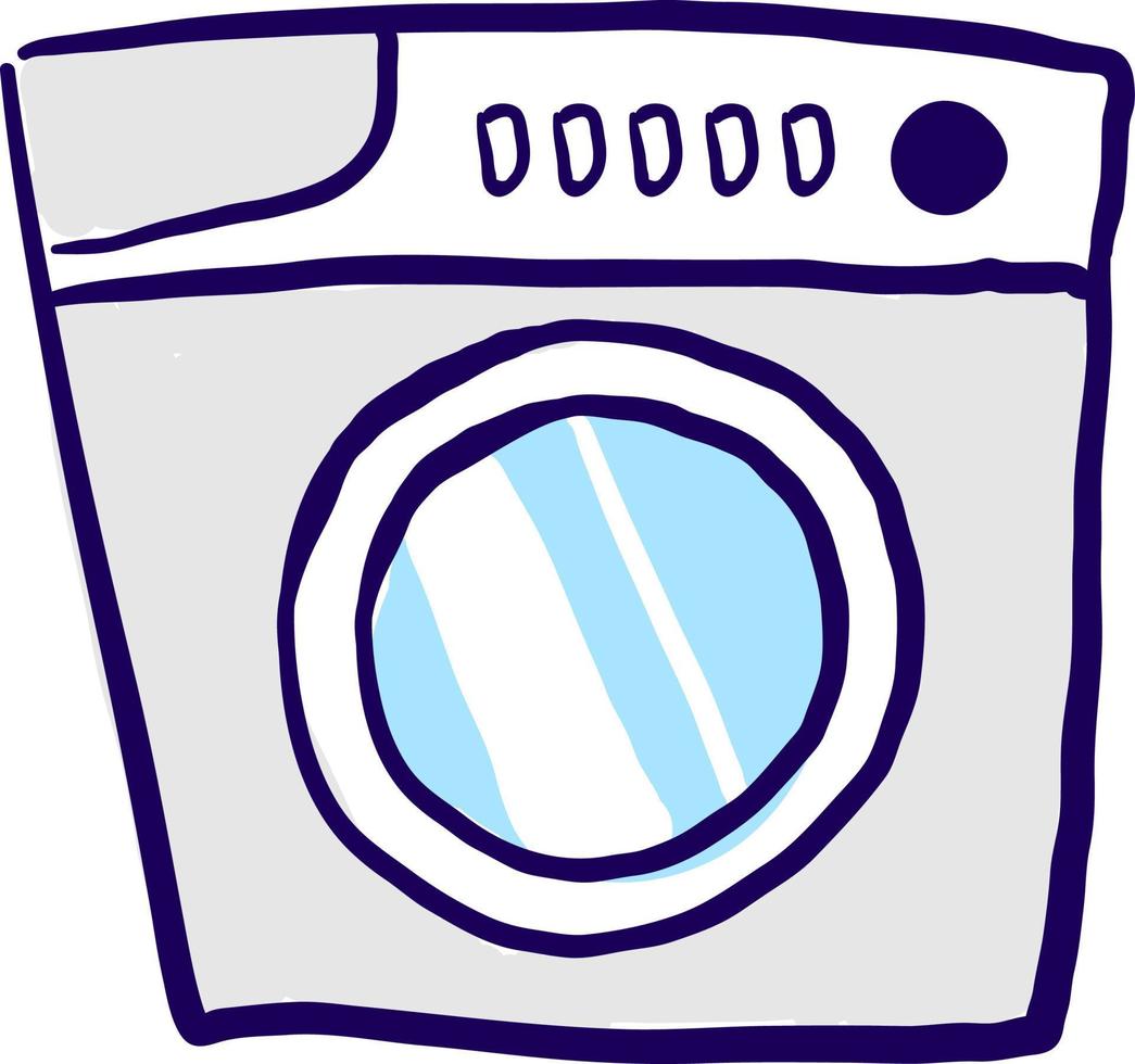 wasmachine tekening, illustratie, vector Aan wit achtergrond.