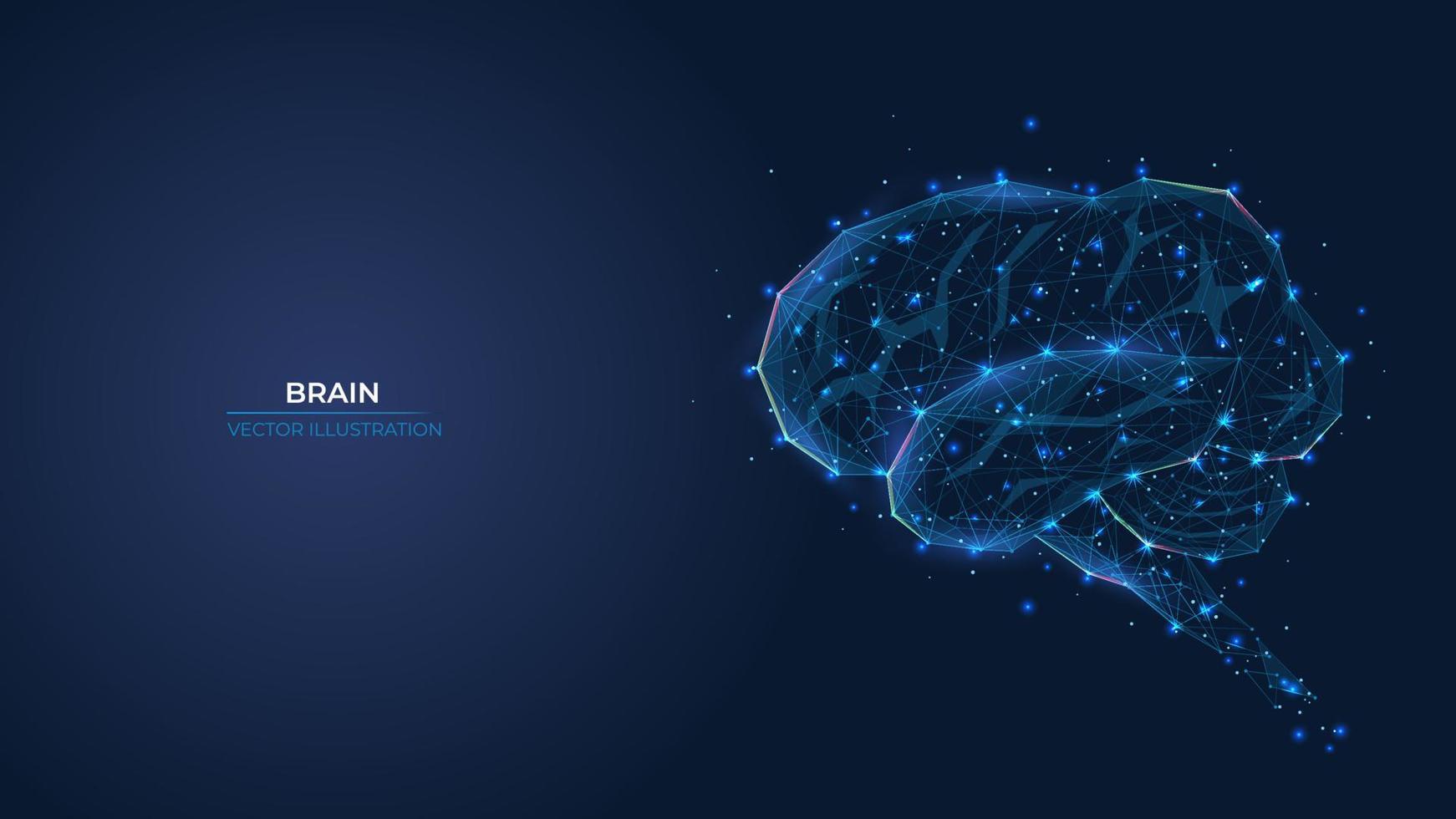 futuristische abstract symbool van de menselijk brein. concept blauw neuronen, kunstmatig intelligentie, vernieuwend geneesmiddel. laag poly meetkundig 3d behang achtergrond vector illustratie.