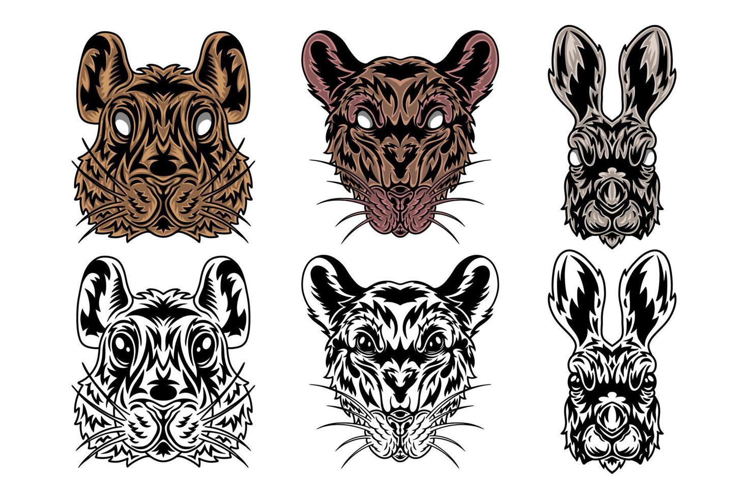 dier gezicht Rat, haas, hamster wijnoogst retro gestileerd. vector illustratie geïsoleerd Aan wit achtergrond. ontwerp element.