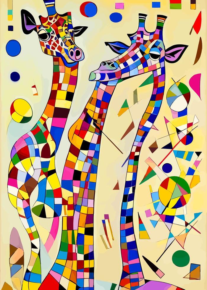 kleurrijk abstract giraffe portret schilderij vector