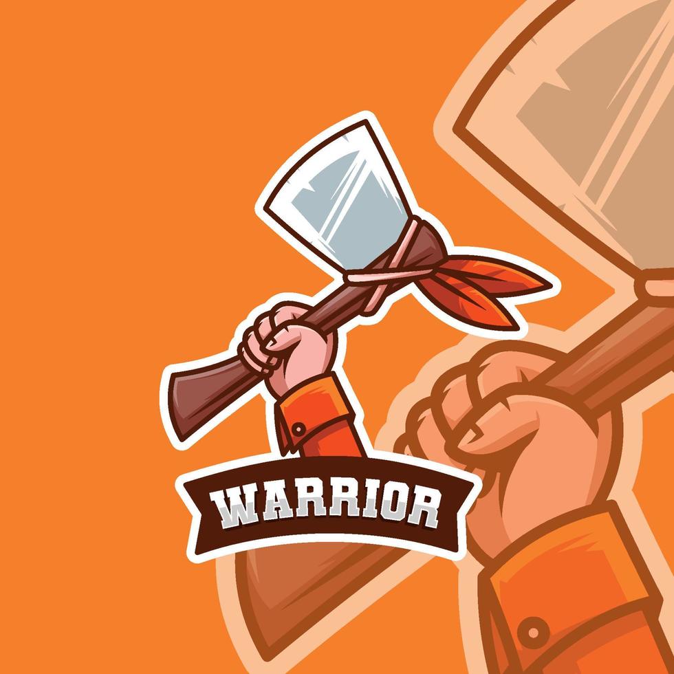 verheven hand- Holding oorlog bijl sport mascotte insigne embleem logo vector